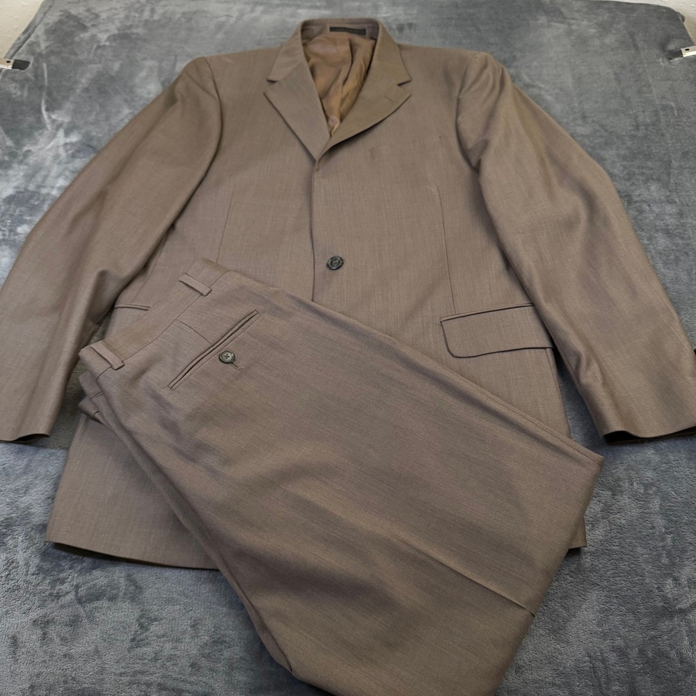 Kenneth Roberts Platinum Collection Suit Set Mens 44L Brown Wool 38x30" Pants